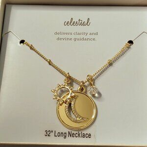 Celestial Starburst Goldtone Necklace Gift in Box Retail $22